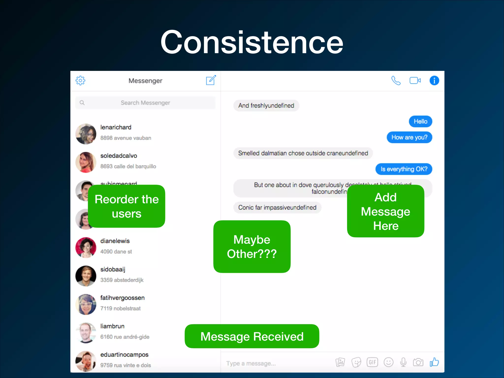 Consistence Message Received Reorder the users Add Message Here Maybe Other??? 