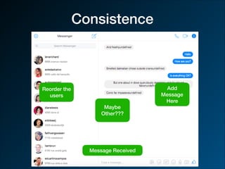 Consistence
Message Received
Reorder the
users
Add
Message
Here
Maybe
Other???
 
