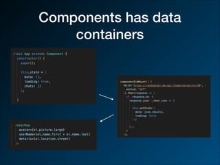 Components has data
containers
 