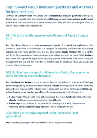 React Redux Interview Questions PDF By ScholarHat | PDF