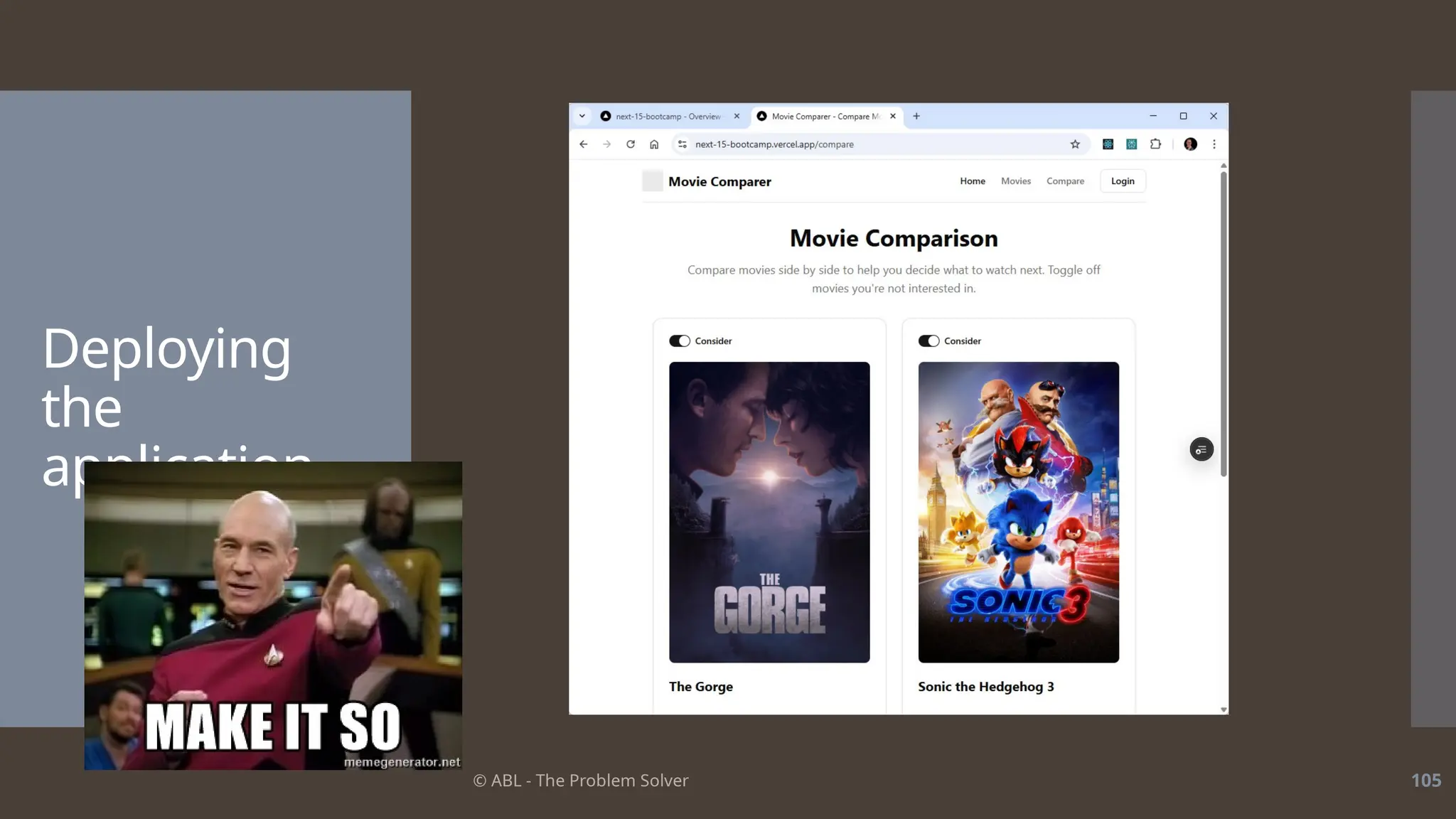 © ABL - The Problem Solver 105
Deploying
the
application
 