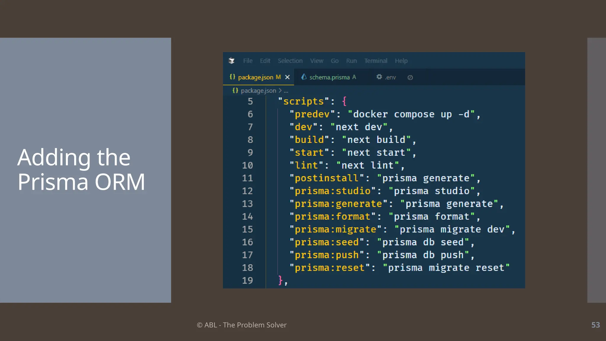 © ABL - The Problem Solver 53
Adding the
Prisma ORM
 