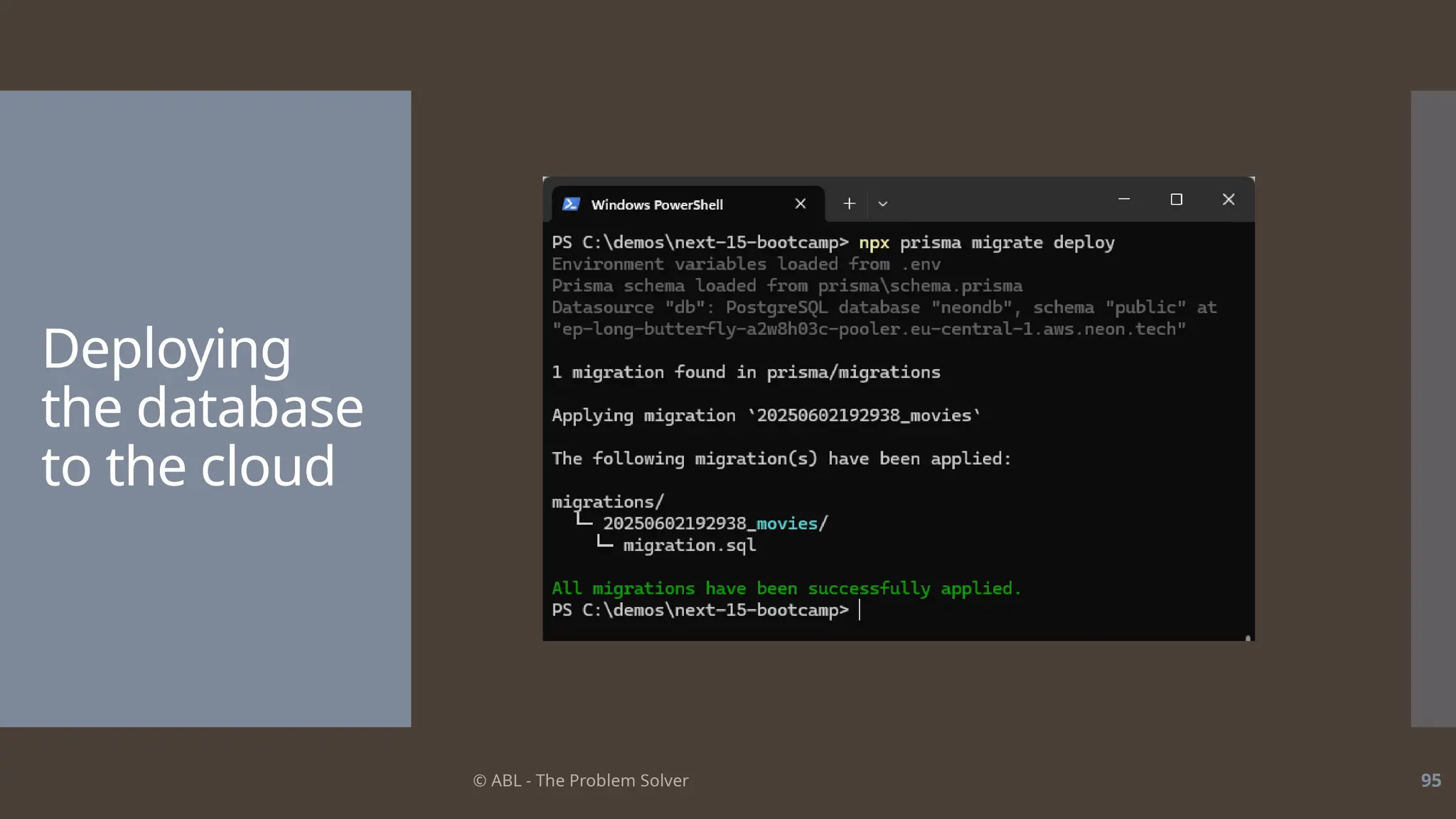 © ABL - The Problem Solver 95
Deploying
the database
to the cloud
 
