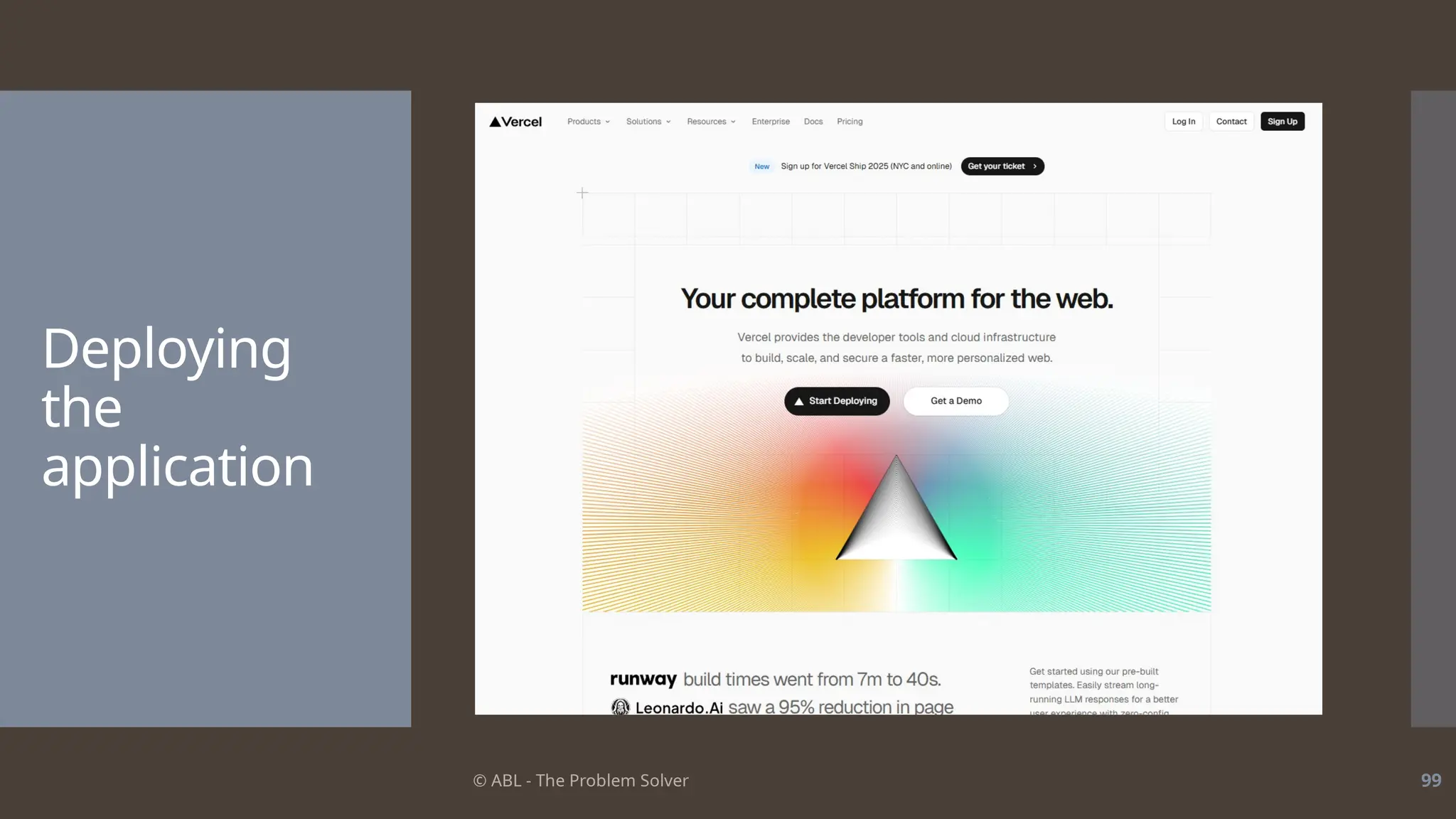 © ABL - The Problem Solver 99
Deploying
the
application
 