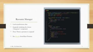 Resource Manager
• Load asynchronous data
• Suspends rendering the closest
<Suspense> component
• Note: Throw a promise to suspend!
• See this gist from Ryan Florence
9© ABL - The Problem Solver
 