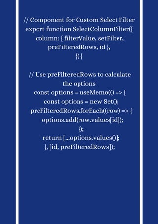 React table tutorial use filter (part 2) | PDF