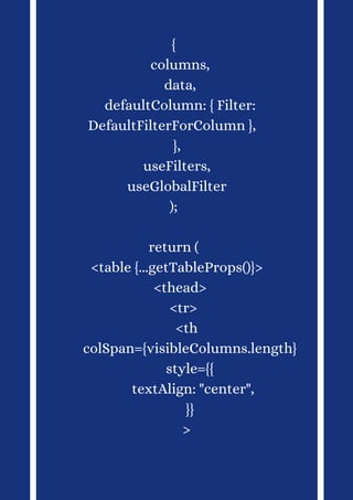 React table tutorial use filter (part 2) | PDF | Programming Languages ...