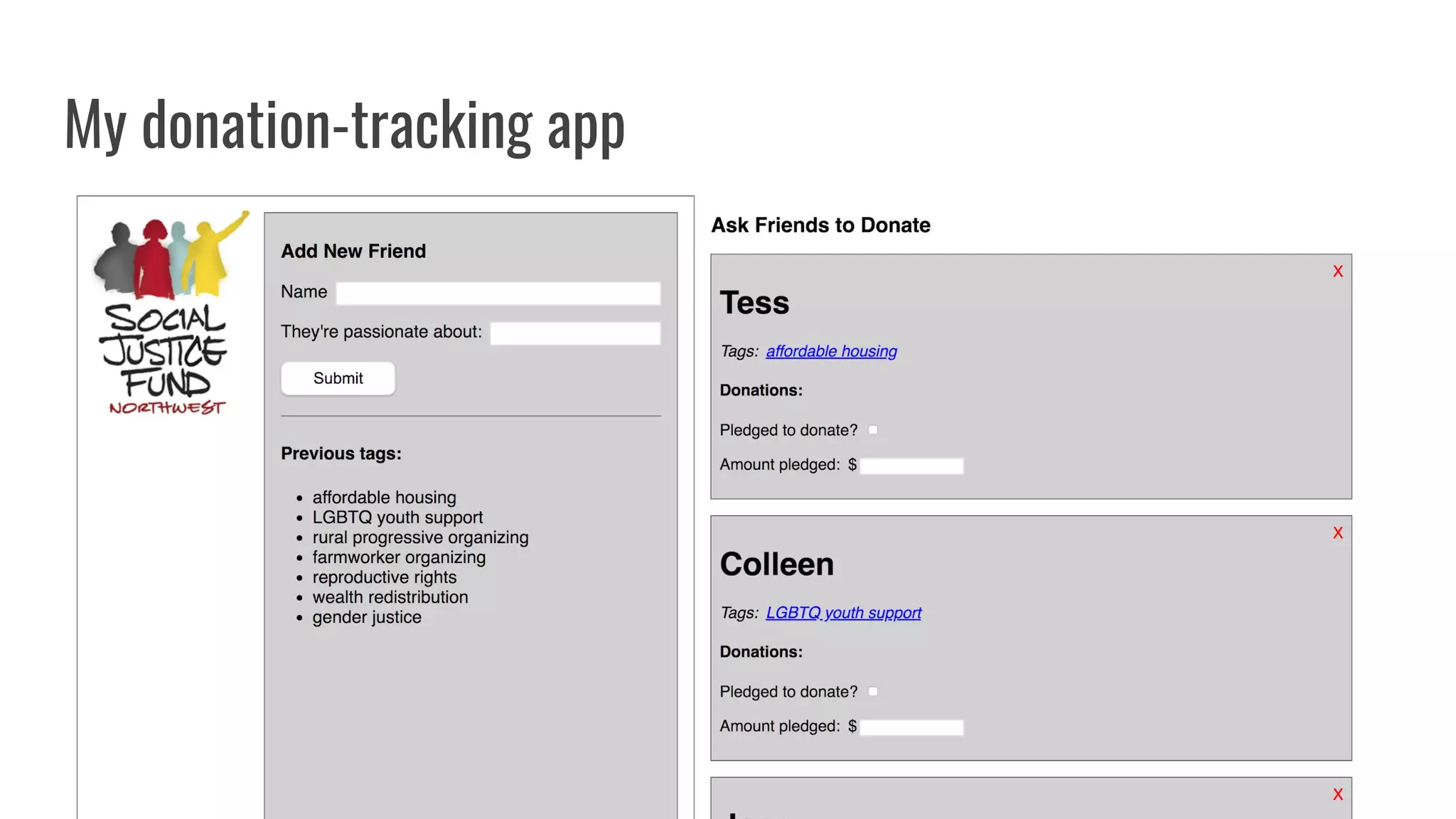 My donation-tracking app
 