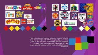 I took colour samples from the selections of logos I’d found,
one which corresponded with the target audience I want to
cater to, and one which corresponded with the purpose of
the logo. There are many similar colours and so it was
simple to decide a colour palette which suited both aspects
of research.
 