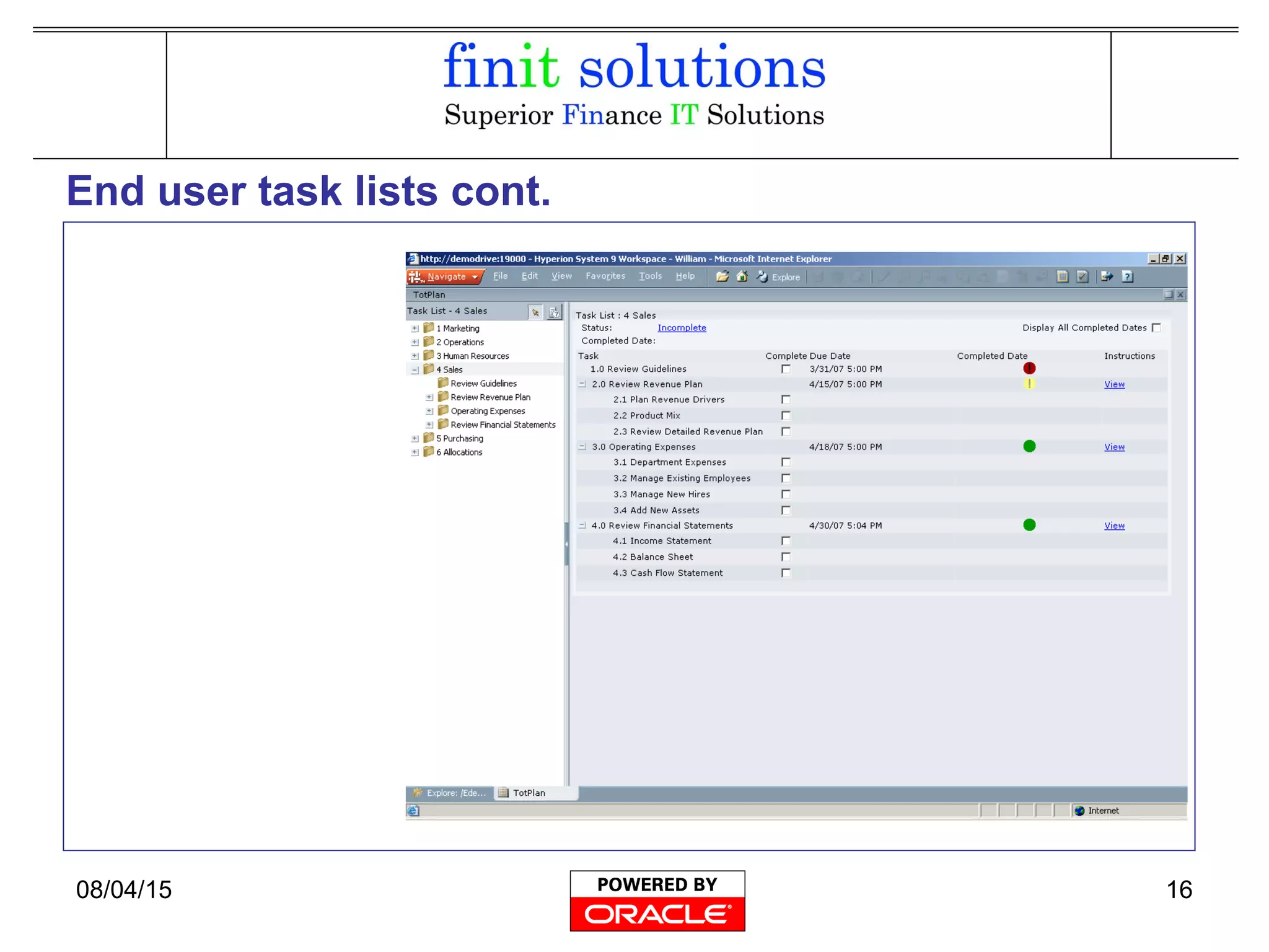 08/04/15 16
End user task lists cont.
 