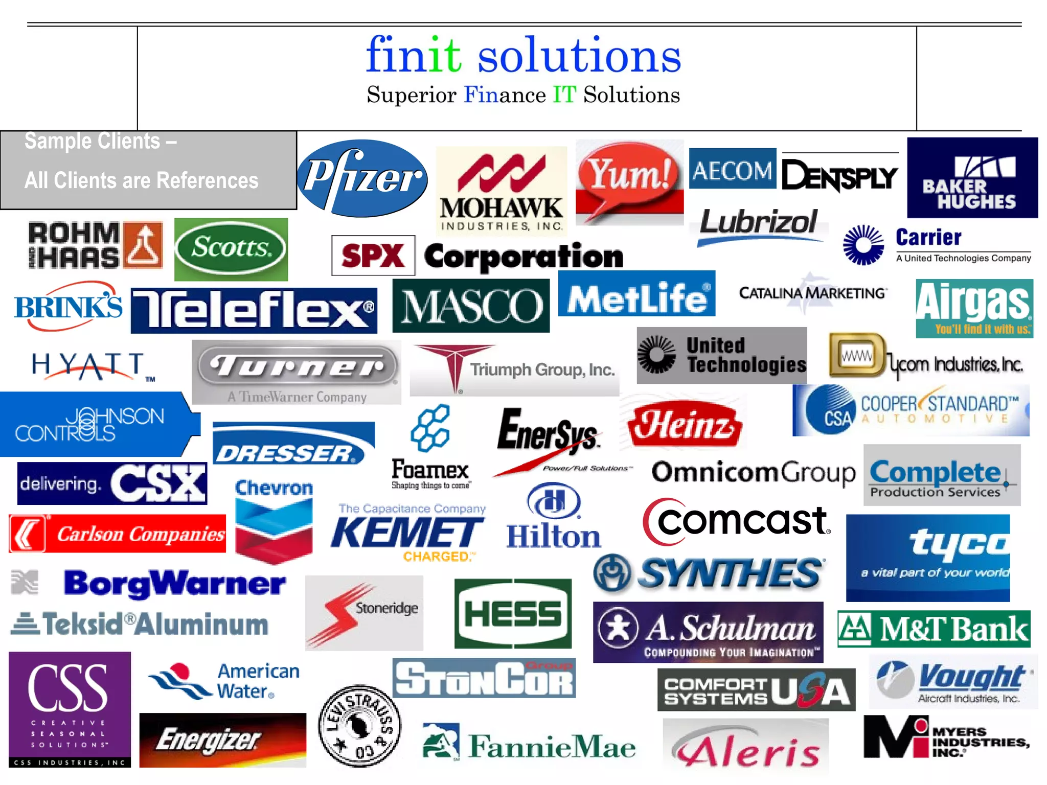 Sample Clients –
All Clients are References
 