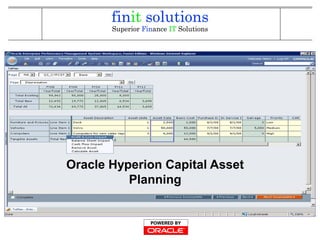 Oracle Hyperion Capital Asset
Planning
 