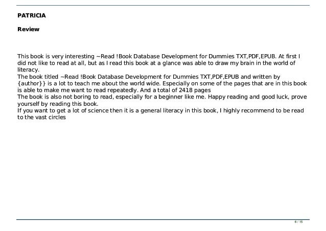 Read Book Database Development For Dummies Txt Pdf Epub Read Book Database Development For Dummies Txt Pdf Epub