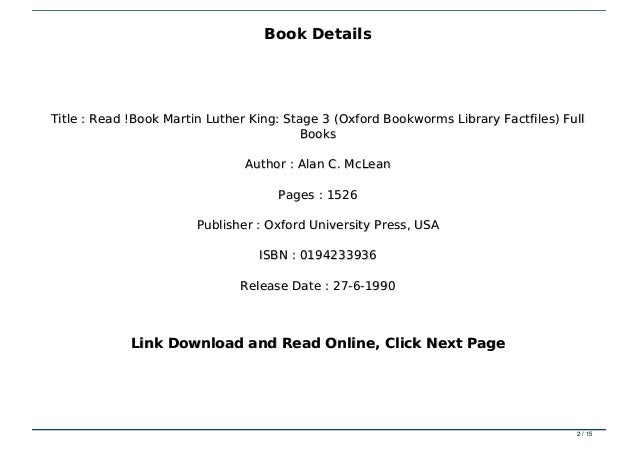 Read Book Martin Luther King Stage 3 Oxford Bookworms Library Fact