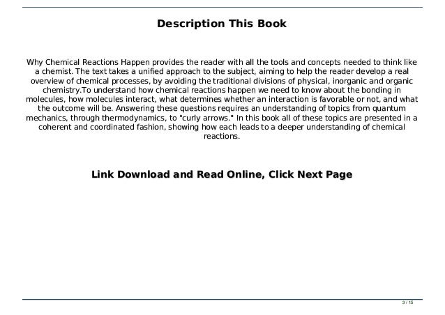 Read Book Pdf Why Chemical Reactions Happen Pre Order