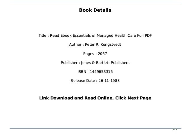 Read Ebook Essentials Of Managed Health Care Full Pdf