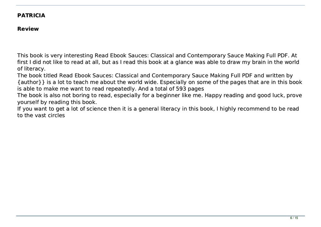 Read Ebook Sauces Classical and Contemporary Sauce Making Full PDF