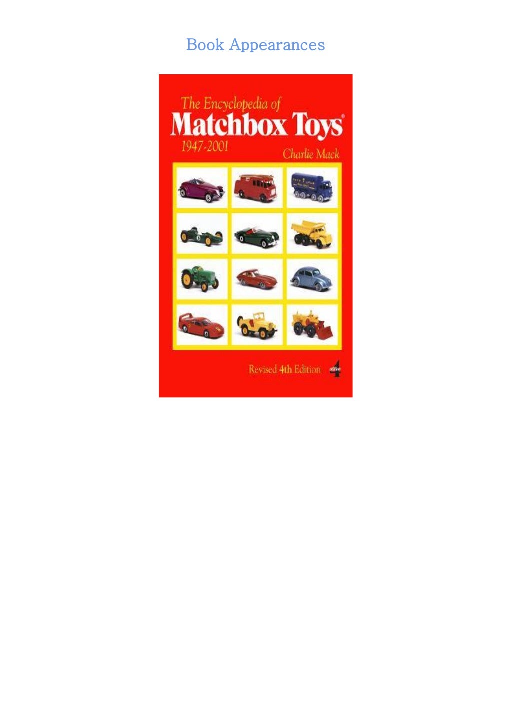 Read Online (Books) The Encyclopedia of Matchbox Toys 19472001
