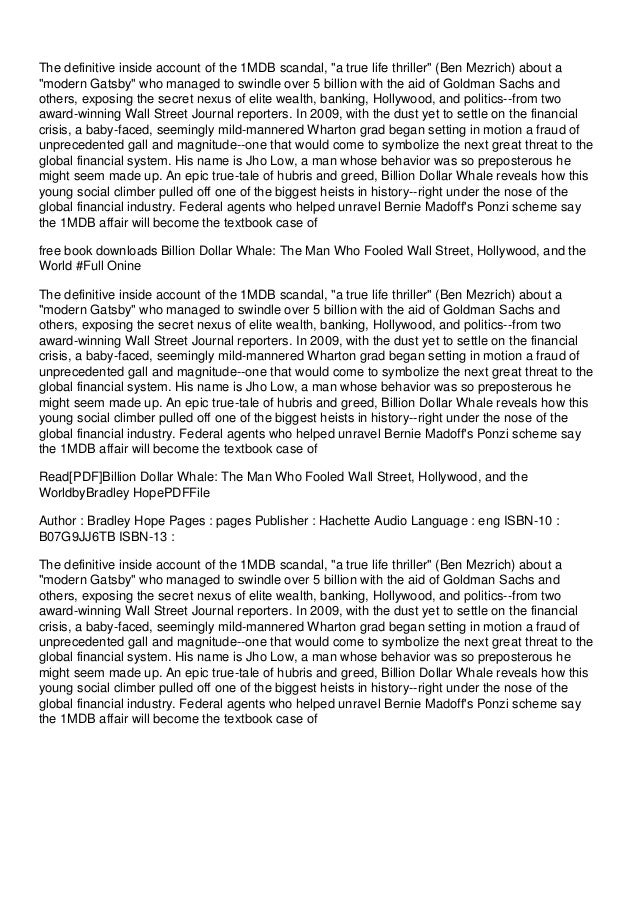 Read Pdf Billion Dollar Whale The Man Who Fooled Wall Street Hollyw