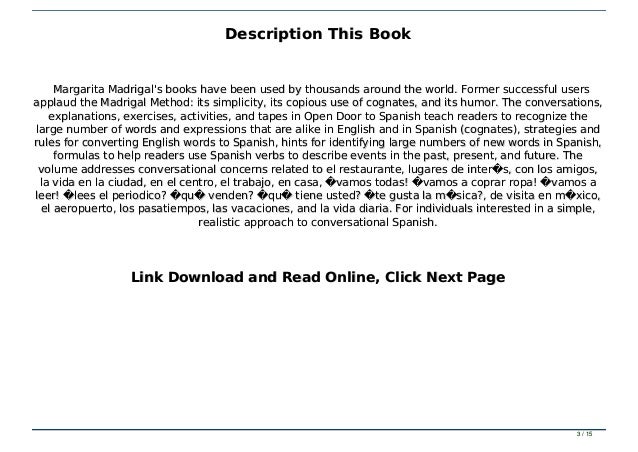 Read Pdf Books Open Door To Spanish A Conversation Course For Begi