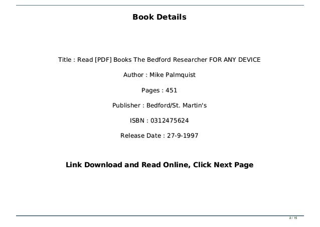 Read Pdf Books The Bedford Researcher For Any Device