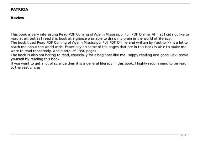 coming of age in mississippi pdf download