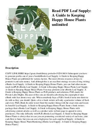 Read Pdf Leaf Supply A Guide To Keeping Happy House Plants Unlimited