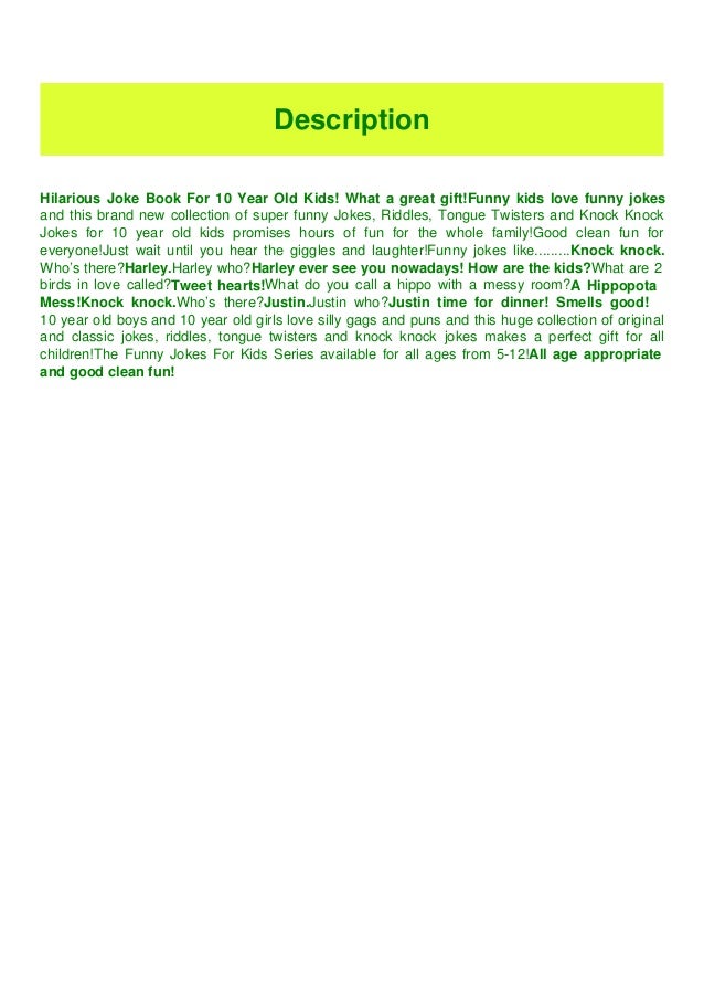 (READPDF!) Funny Jokes For 10 Year Old Kids Hundreds of really funny