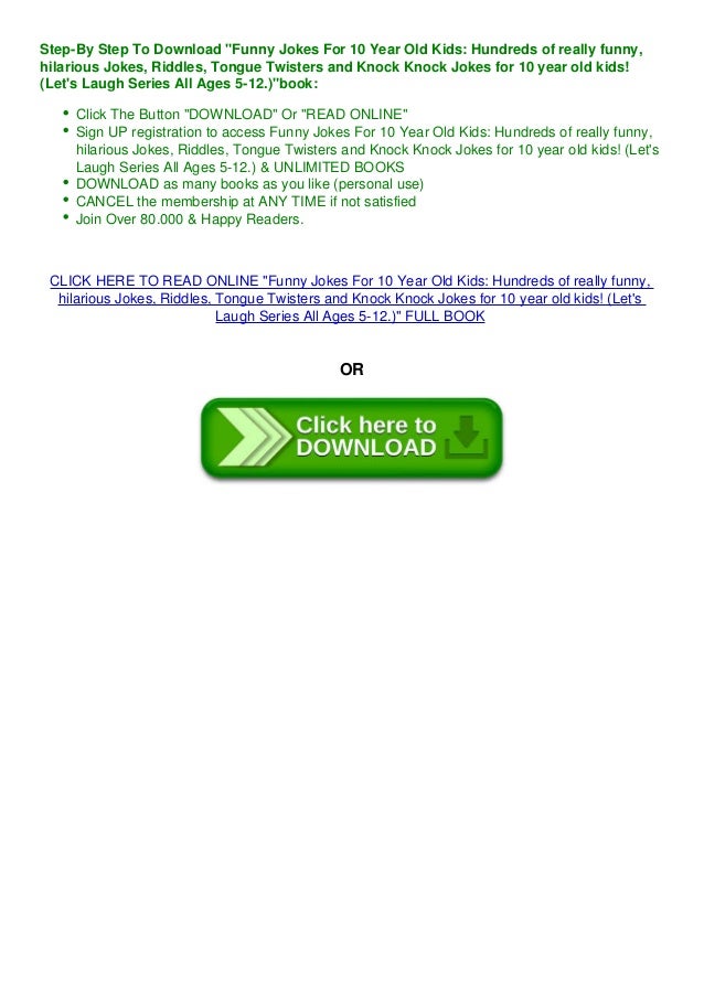 (READPDF!) Funny Jokes For 10 Year Old Kids Hundreds of really funny