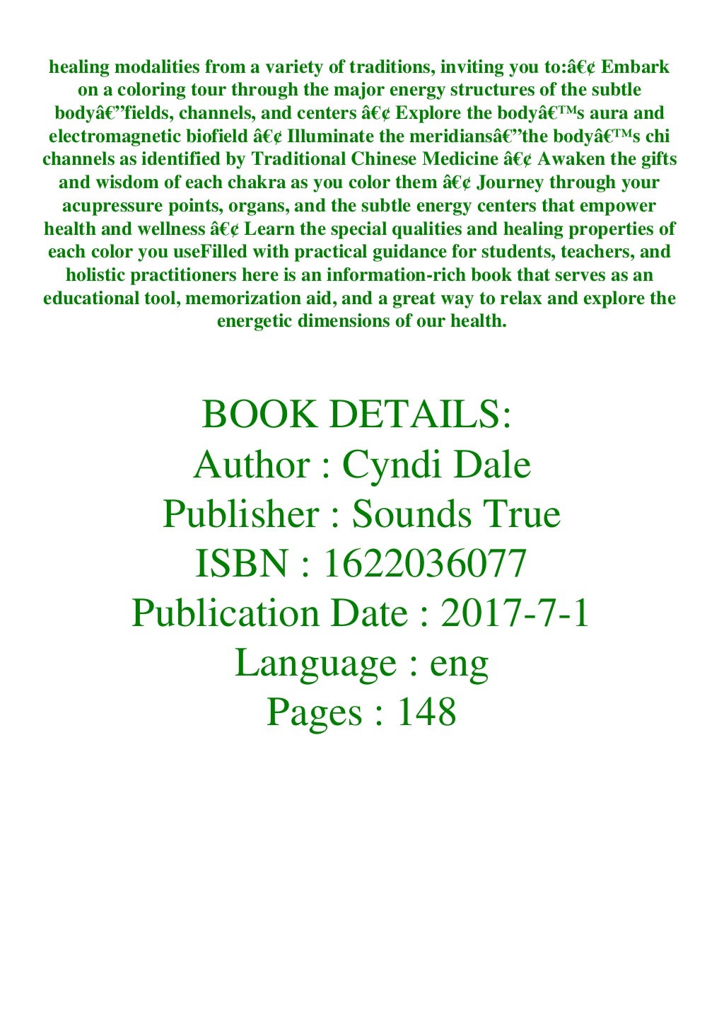 (READPDF!) The Subtle Body Coloring Book Learn Energetic Anatomyfrom