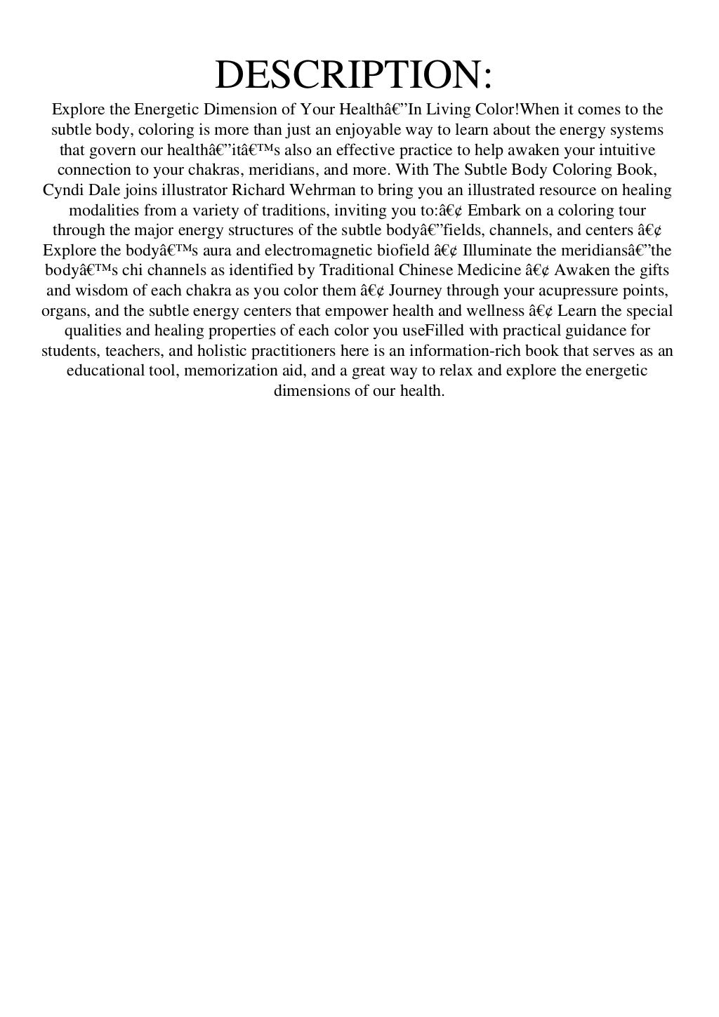 (READPDF!) The Subtle Body Coloring Book Learn Energetic Anatomyfrom