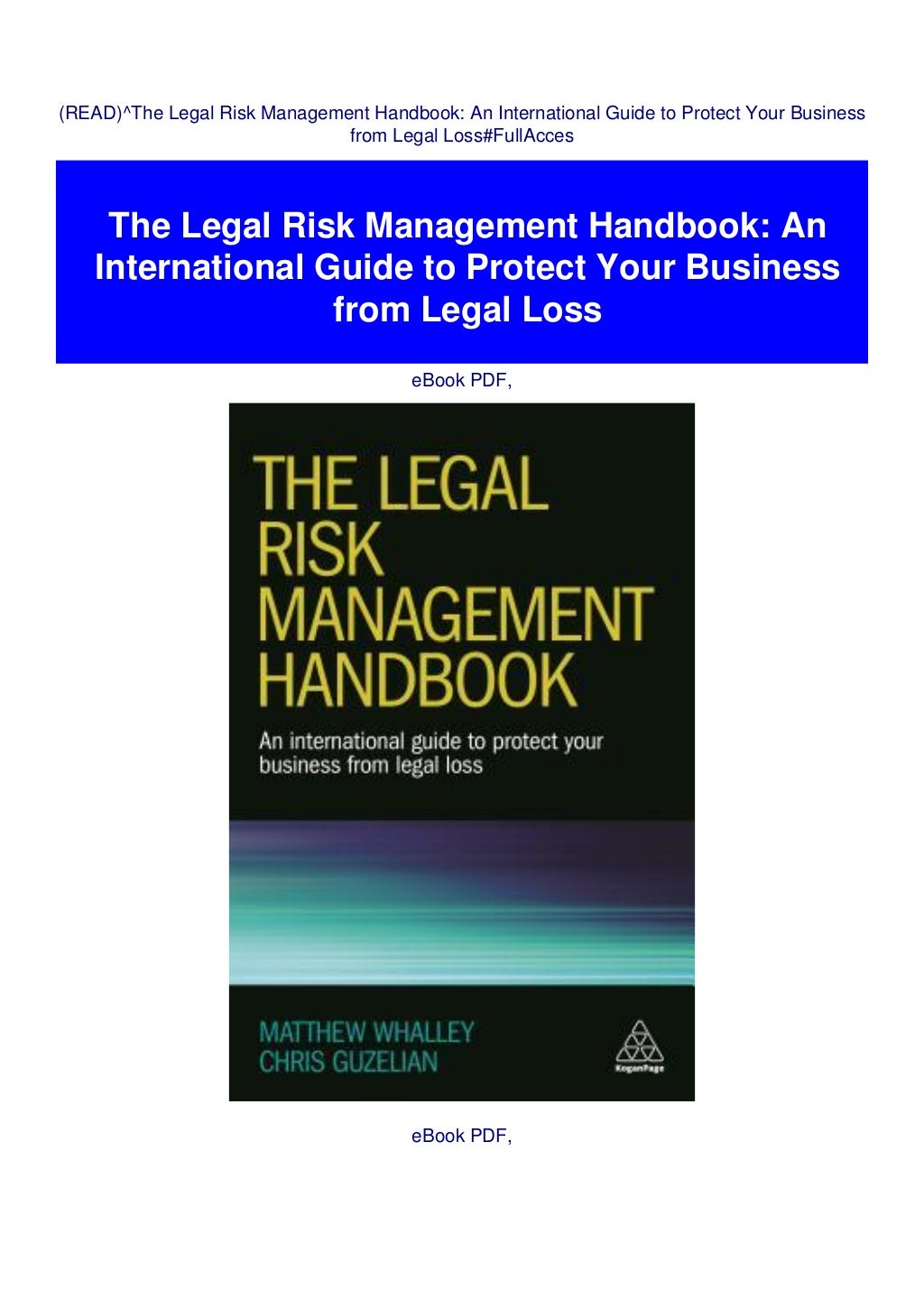 (READ)^The Legal Risk Management Handbook An International Guide to