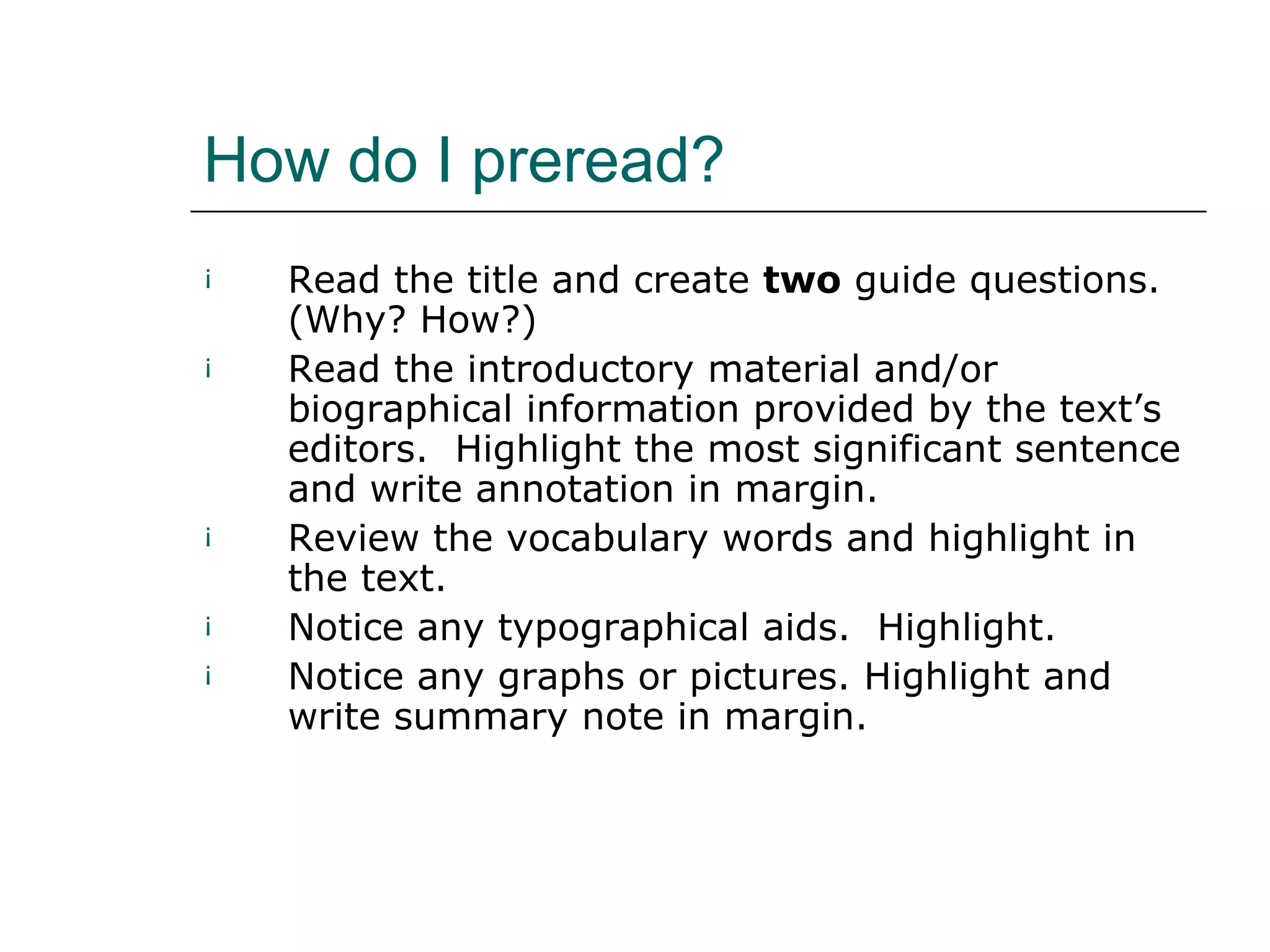 Read 142 prereading power point | PPT