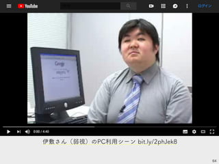 64
伊敷さん（弱視）のPC利用シーン bit.ly/2phJek8
 
