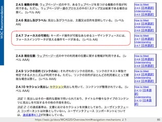 85https://waic.jp/docs/WCAG20/Overview.html#navigation-mechanisms より
 