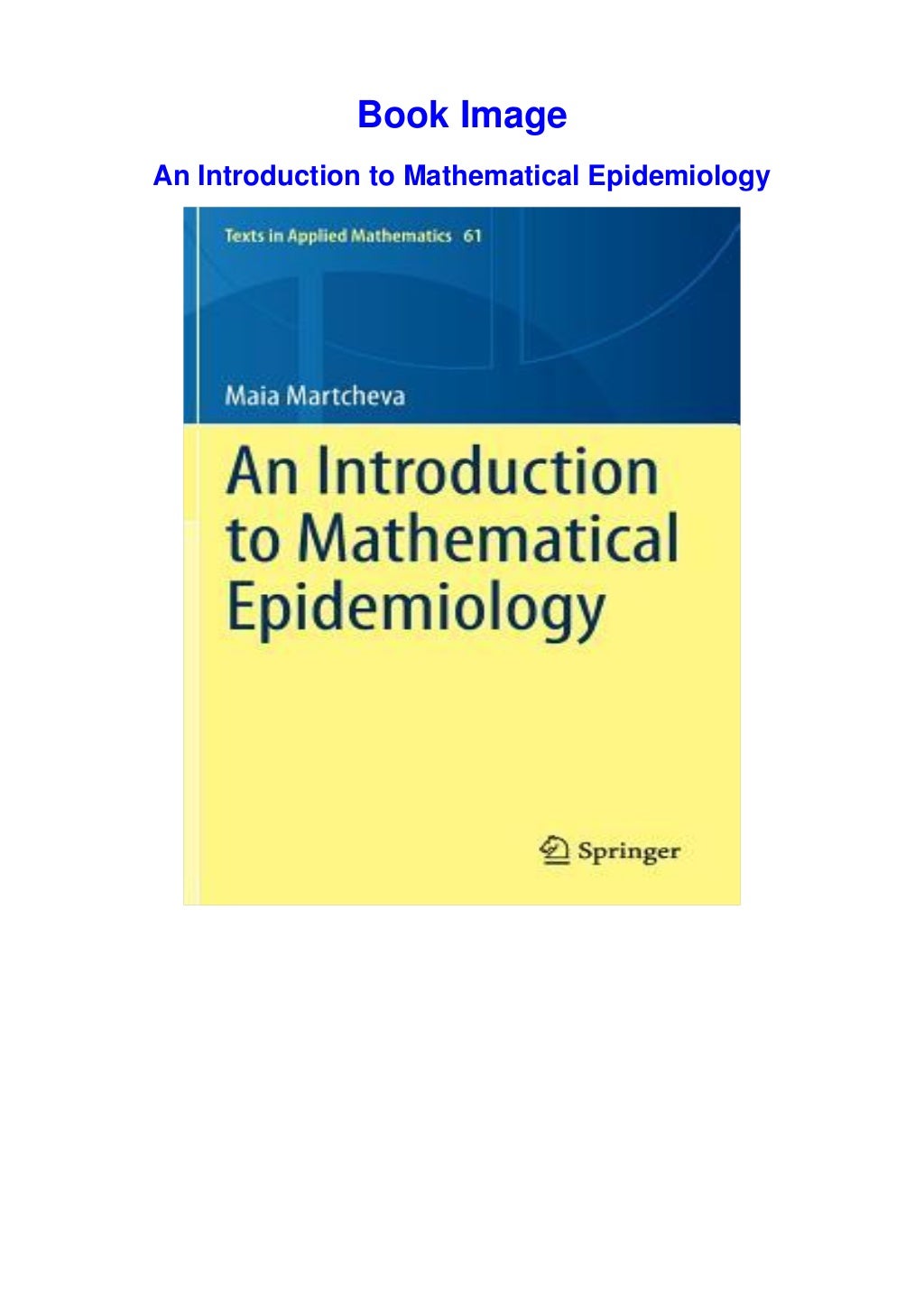 (READ) An Introduction to Mathematical Epidemiology Full