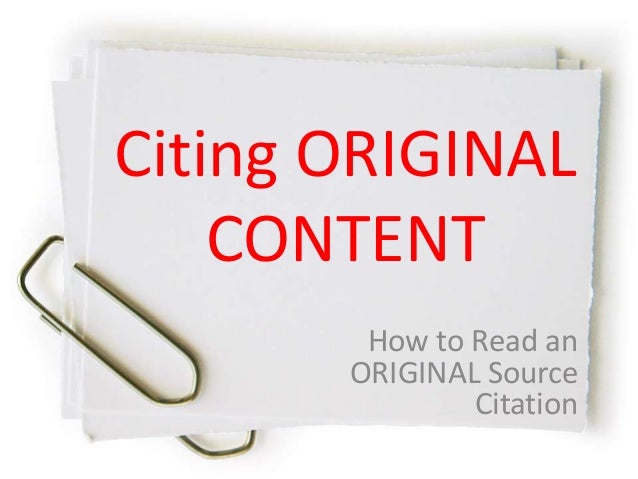 Read An Original Source Citation