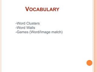 Vocabulary-Word Clusters-Word Walls-Games (Word/Image match)