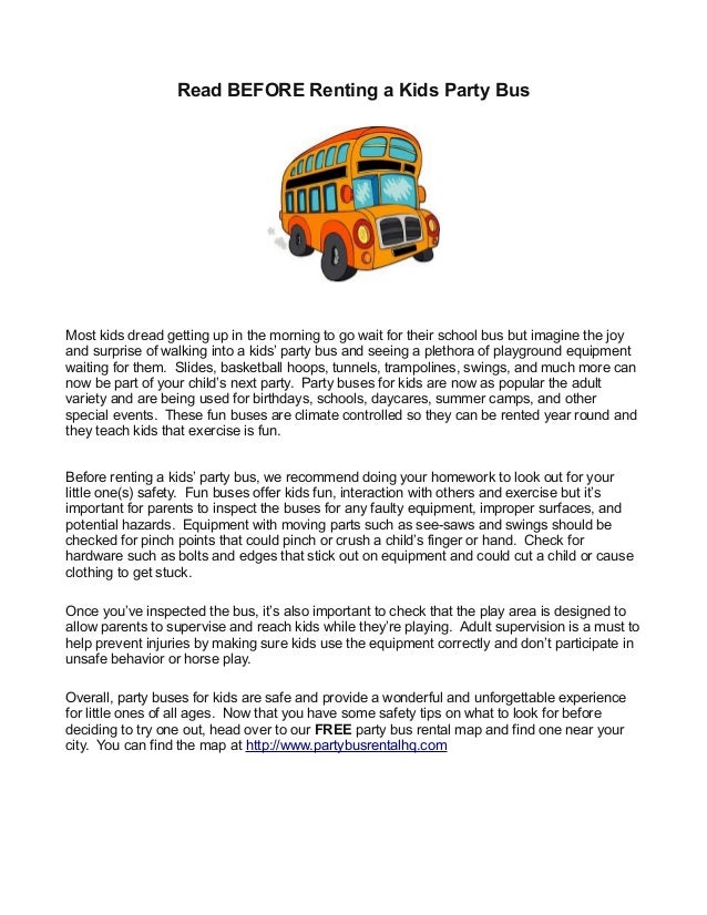 Read Before Renting A Kids Party Bus Party Bus Rental Headquarters