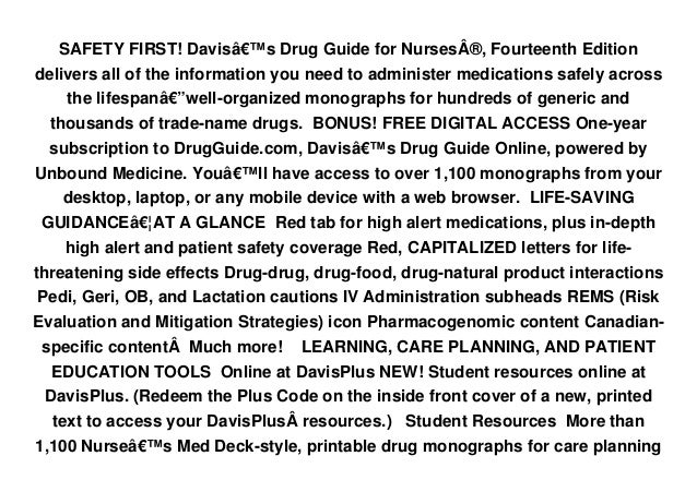 Read davis s drug guide for nurses full e book free