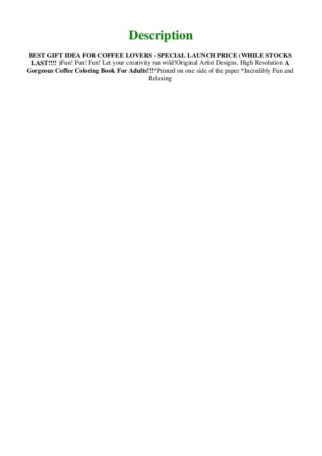Download Read Ebook Coffee Coloring Book For Adults An Adult Coloring Book W
