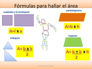 Fórmulas para hallar el área
Ruth M. Arroyo González 3
 