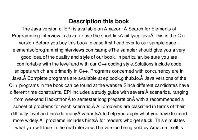 Read Elements Of Programming Interviews The Insiders