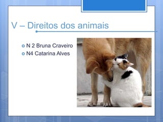 V – Direitos dos animaisN 2 Bruna CraveiroN4 Catarina Alves