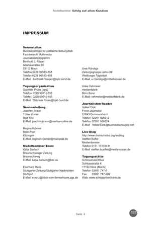 Reader zum Crossmedia-Modellseminar