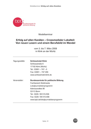 Reader zum Crossmedia-Modellseminar