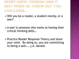Reader Said Raso Reader Response Theory | PPTX