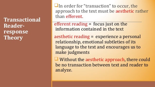 Transactional Reader Response Theory