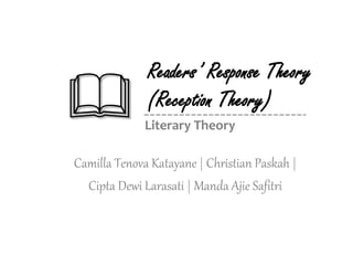 Camilla Tenova Katayane | Christian Paskah |
Cipta Dewi Larasati | Manda Ajie Safitri

Readers’ Response Theory
(Reception Theory)
Literary Theory
 