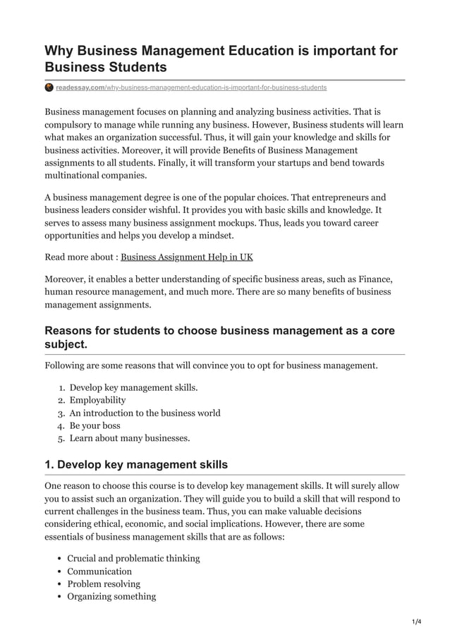 Why Business Management Education is important for Business Students